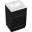 Meuble-lavabo noir de 50 cm avec vasque. Armoire à panneaux, tablette de porte et tablette intérieure réglable. Vasque en céramique lisse et imperméable. Vasque à charnières, noire. Armoire à utiliser. Revêtement teinté pour la vasque.