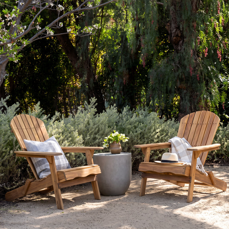 Woking Foldable Outdoor Adirondack Set, Natural Stained