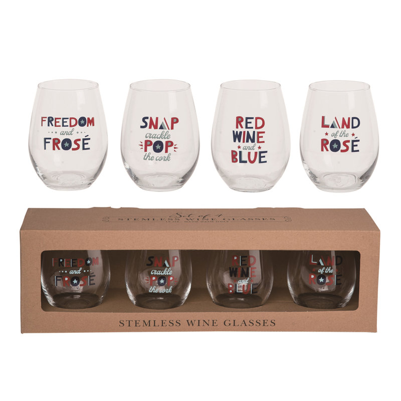 Aristea 4 Piece Patriotic Americana 8 oz. Glassware Set