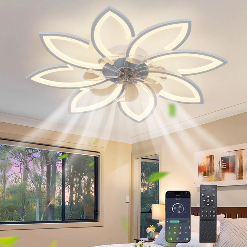 Deira 90cm 7 - Blade Reversible Dimmable LED Ceiling Fan With Remote Control And APP, White
