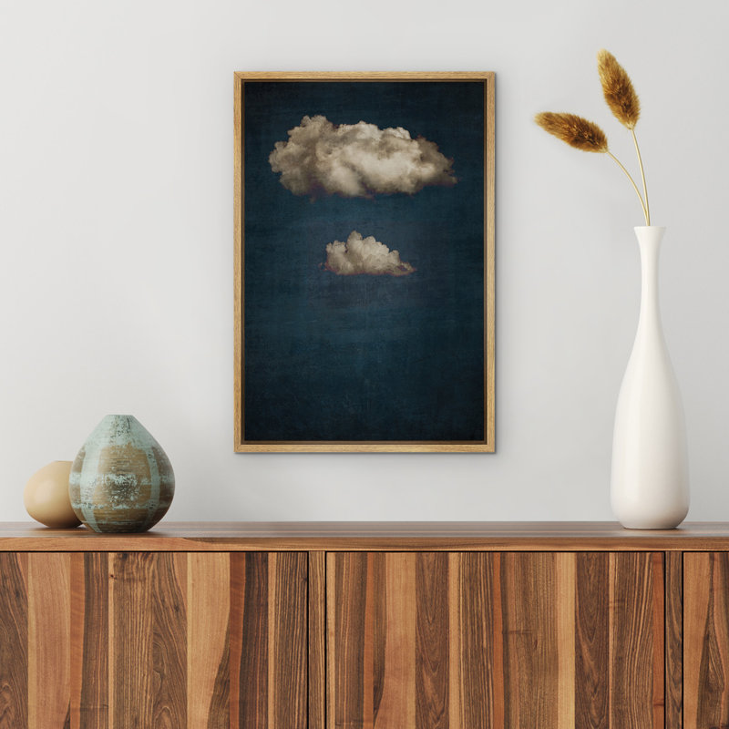 Œuvre d'art minimaliste vert pastel vert dans les nuages, H 36 po x l 24 po, Naturel