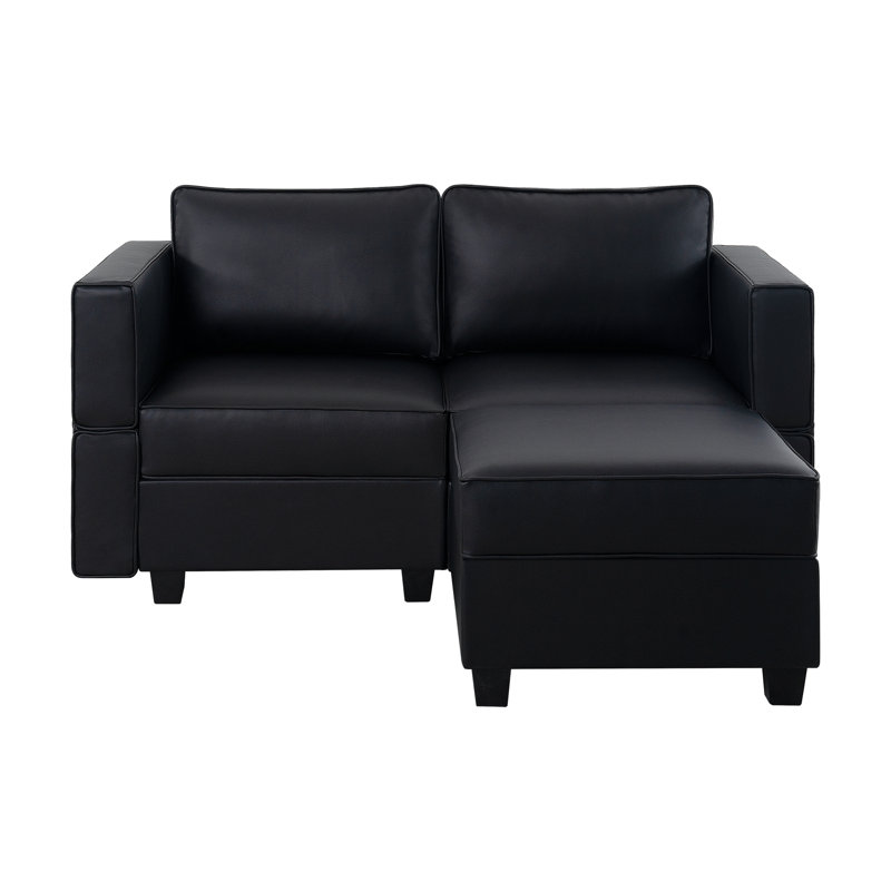 Shealene Convertible Sectional Sofa with Chaise L Shaped Sofa Couch Modular Sofa with Storage, Black Air Leather