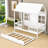 Wooden House-Shaped Bed With Window And Twin Trundle-90915272