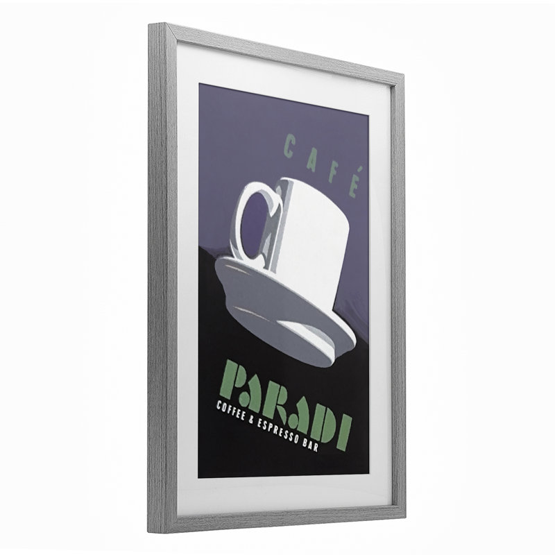 «Paradi Coffee & Espresso», reproduction encadrée sous verre, conception de Jadei, H 23 po x l 17 po