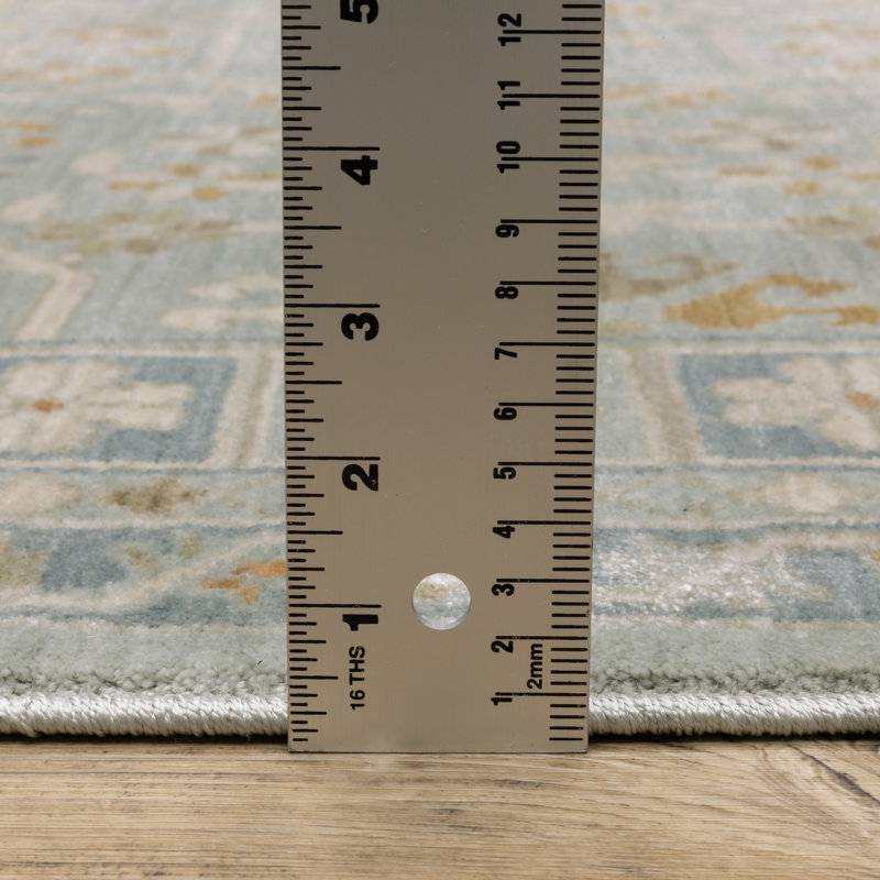 Tapis bleu sarcelle / bleu Graicyn, Tapis de couloir 2 pi 3 po x 7 pi 9 po