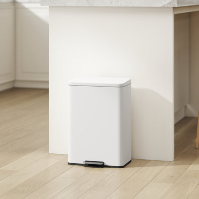 5.3 Gallon/20 L Garbage Can, Trash Bin with Soft Close Lid, Cream
