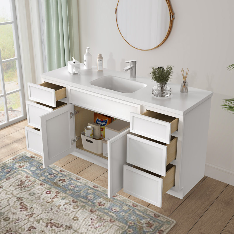 Base de meuble-lavabo simple 60 po seulement, Blanc