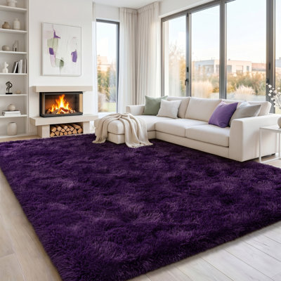 Solid Rug Soft Fluffy Grape Purple Indoor Area Rug for Living Room Bedroom Nursery Kids Room
