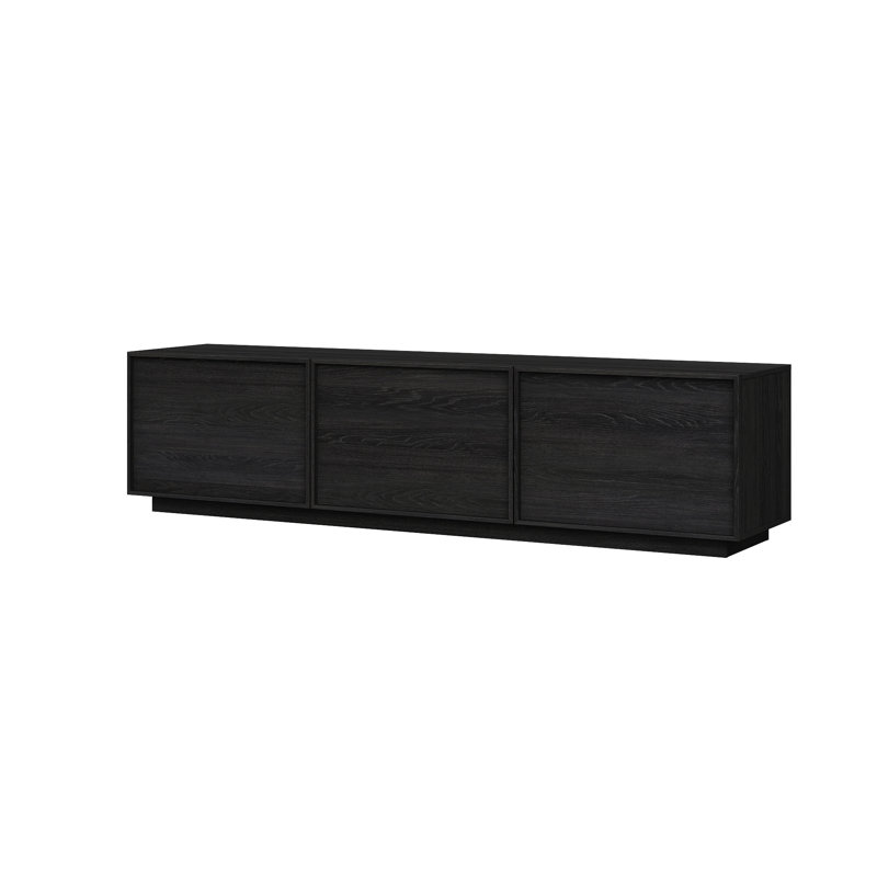 Meuble télé moderne avec rangement de 70,87 po de largeur avec meuble télé pour téléviseur de 80 po ou moins, 70.9", Noir