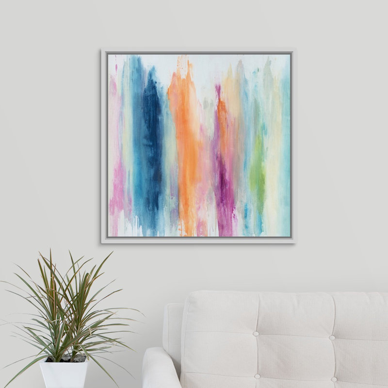 « pastel crayons ii »-reproduction d’art sur toile, H 25,7 po x l 25,7 po x P 1,75 po, Cadre flottant blanc
