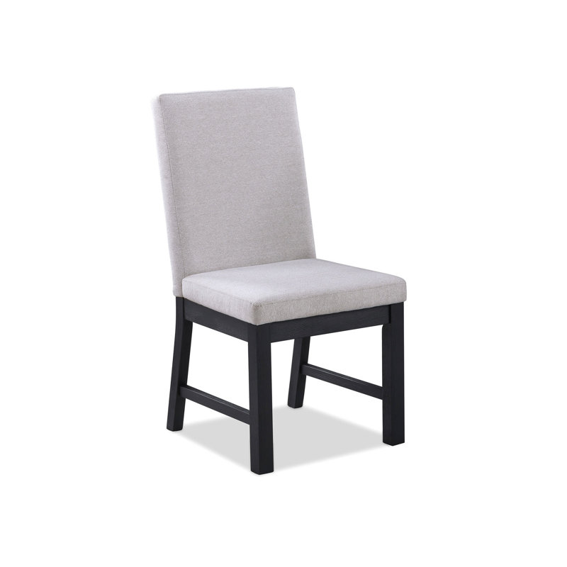 2 chaises d'appoint en bois à finition noire 2 pièces avec rembourrage en tissu gris - Style transitionnel contemporain pour le mobilier de salle à manger rembourré