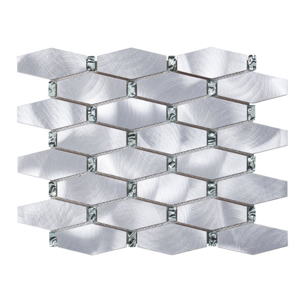 Jewelry Glass Inserted Metal Aluminum Hexagon Mosaic Sheet Tile By Modket