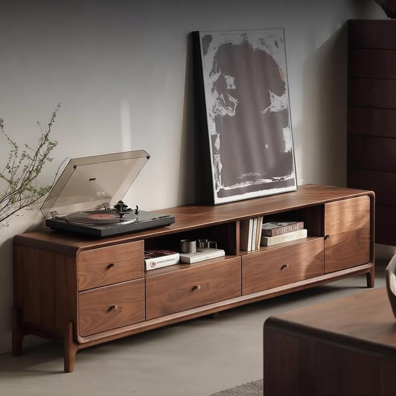 Modern minimalist solid wood TV cabinet, 19.69"H x 94.49"L x 15.75"W