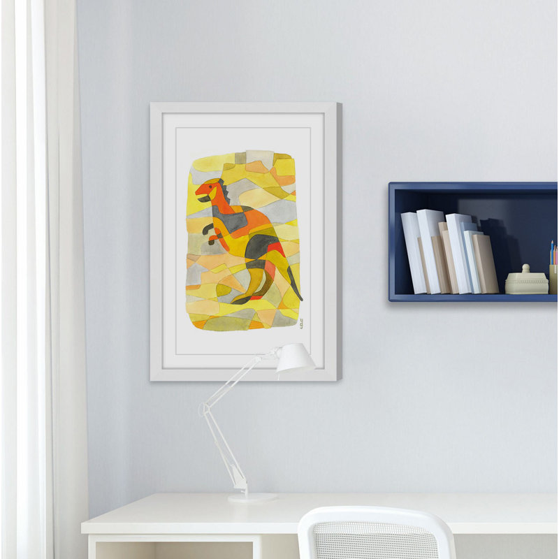 'Dinosaur 1' Art Print, 36" H x 24" W, White Framed