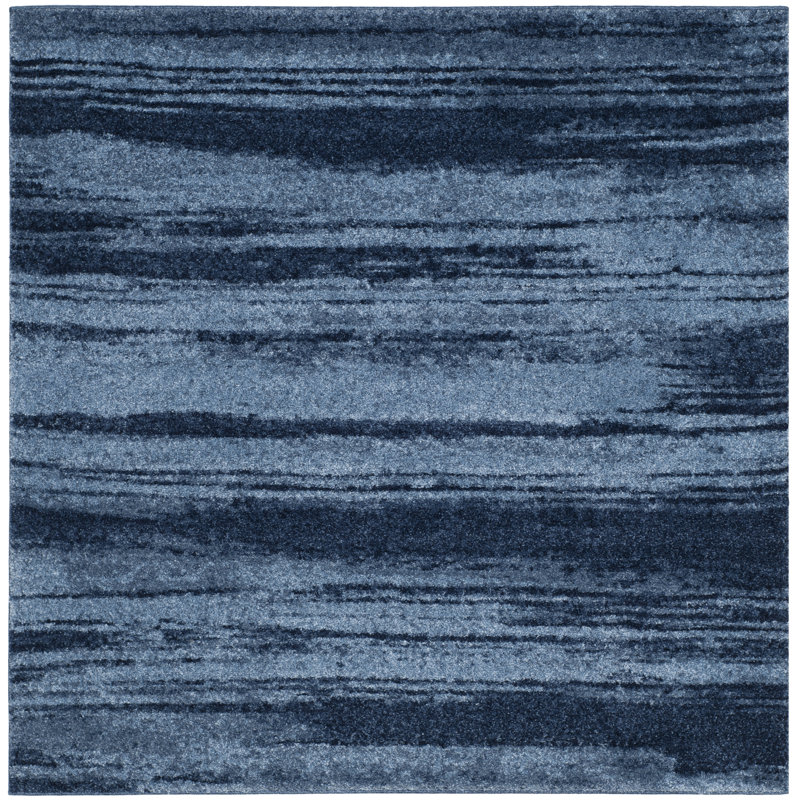 Tapis abstrait Socorro, Blue, Carré 8 pi