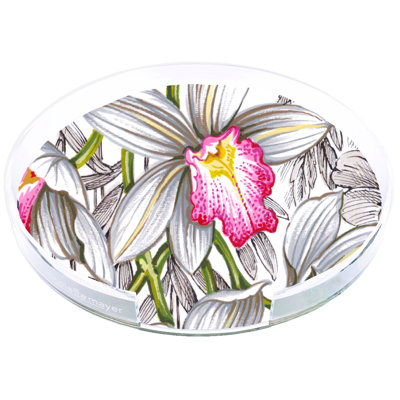 Orchid Cymbidium Acrylic Round Placemat Tray