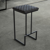 Mengia Leather Bar Stool Upholstered Counter Stool with Quilted Seat and Footrest Kitchen Stool
