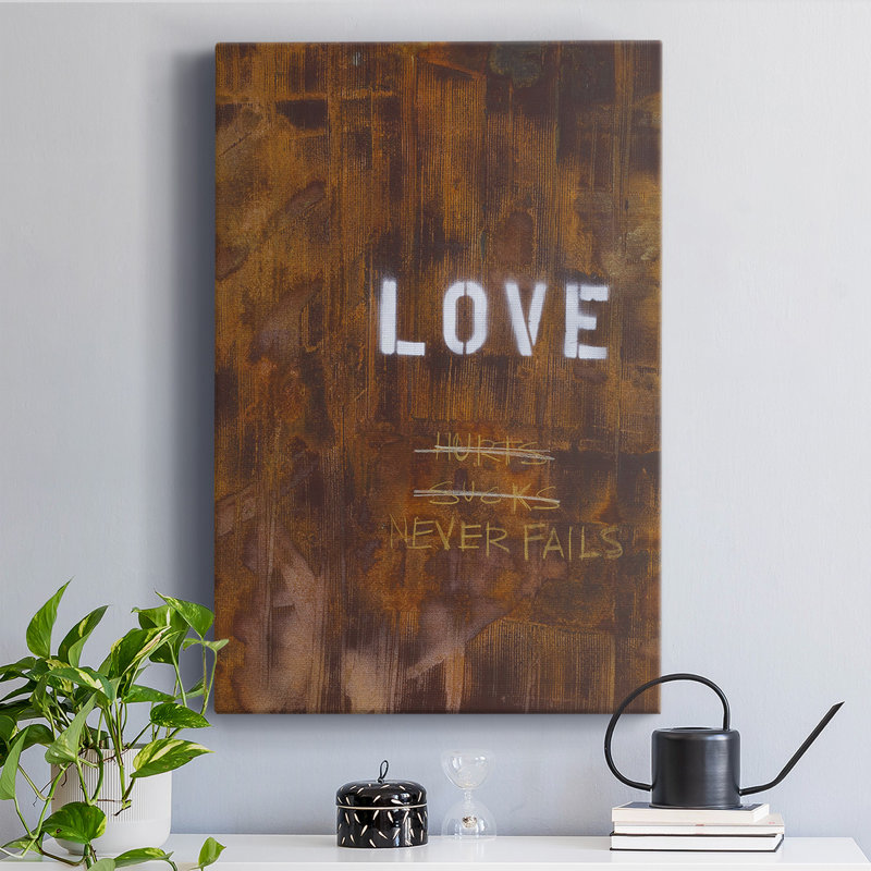 «Love Never Fails I», reproduction sur toile tendue, H 27 po x l 16 po x P 1 po