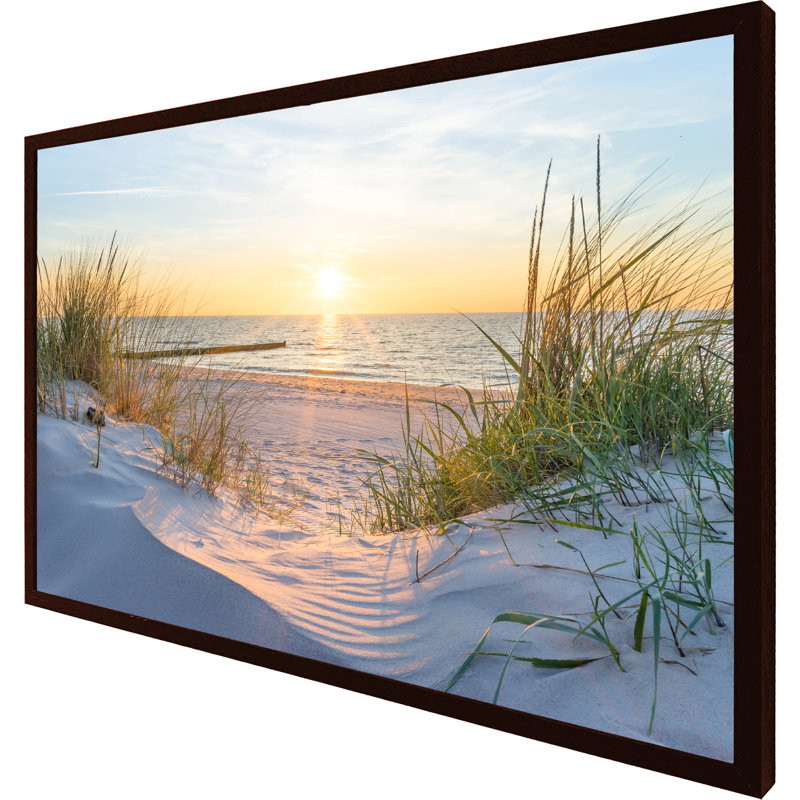 Dann Sunset At The Baltic Sea Beach - Single Picture Frame Print, 76cm H x 114cm W x 4cm D, Brown Framed