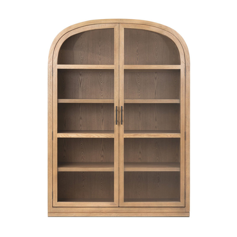HEPBURN Solid Wood China Cabinet, Drifted Smoked Oak Veneer