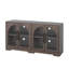 Buffet de 55 po de style rustique avec portes en verre arquées, buffet moderne avec rangement et tablettes réglables, pour la cuisine, le salon et le vestibule-1635706719