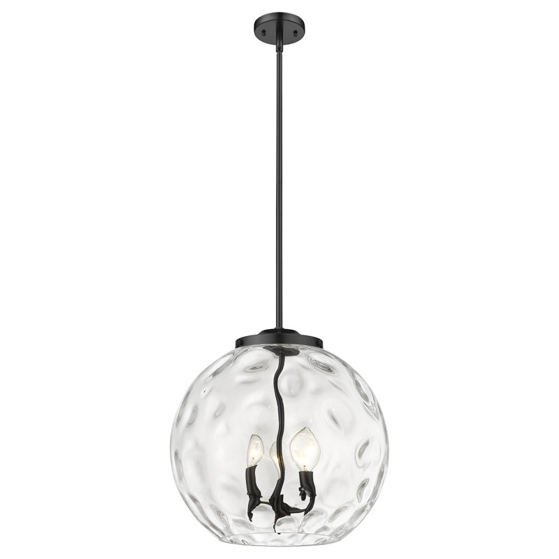 Luminaire suspendu sphère 3 lumières 3 lumières, H 17,13 po x l 15,75 po x P 15,75 po, Noir mat