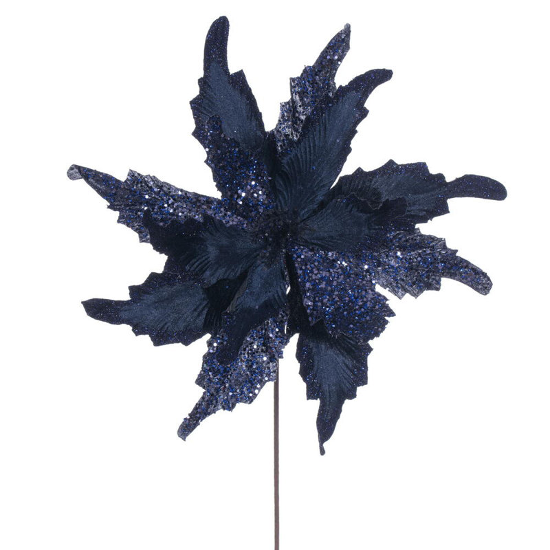 Tige de poinsettia 18 po x 20 po Primrue Il comprend deux pièces par sac., Bleu foncé