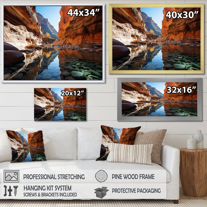 «Canyon Enchantment River», art sur toile Canyon, H 30 po x l 40 po x P 1,5 po, Toile tendue