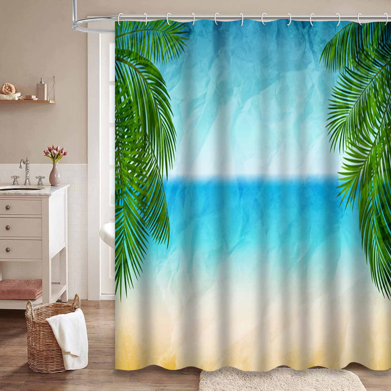 Rideau de douche imperméable avec 12 crochets Coast Decor Beach Flora, L 72 po x l 78 po