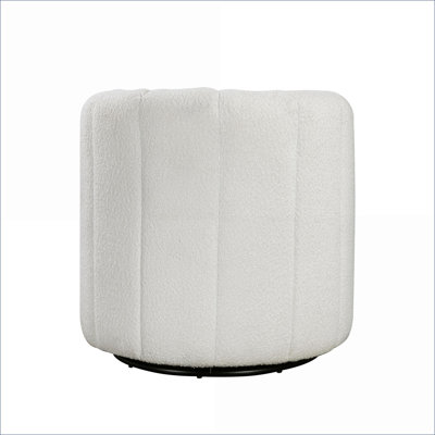 Fauteuil d'appoint pivotant avec repose-pieds Modern Ivory Boucle, siège rembourré en bois massif pour adultes, meubles de salon