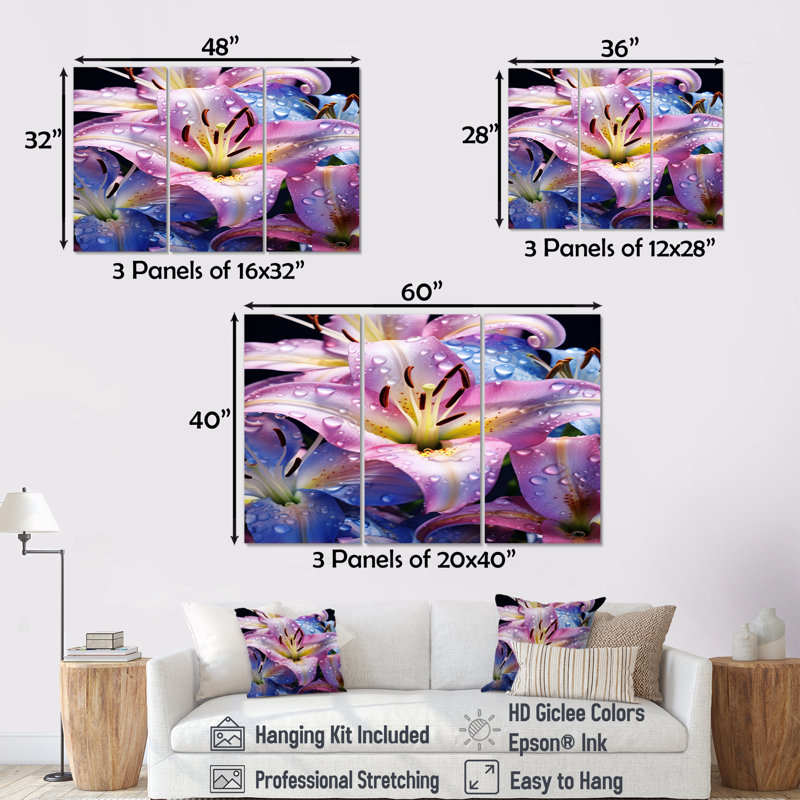 Rutz - Lily Wall Art Print Set, Wrapped Canvas, 28" H x 36" W x 1" D