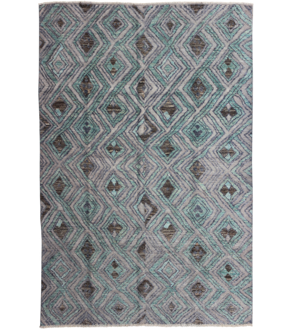 Geometric Hand Knotted 202cm X 297cm Area Rug