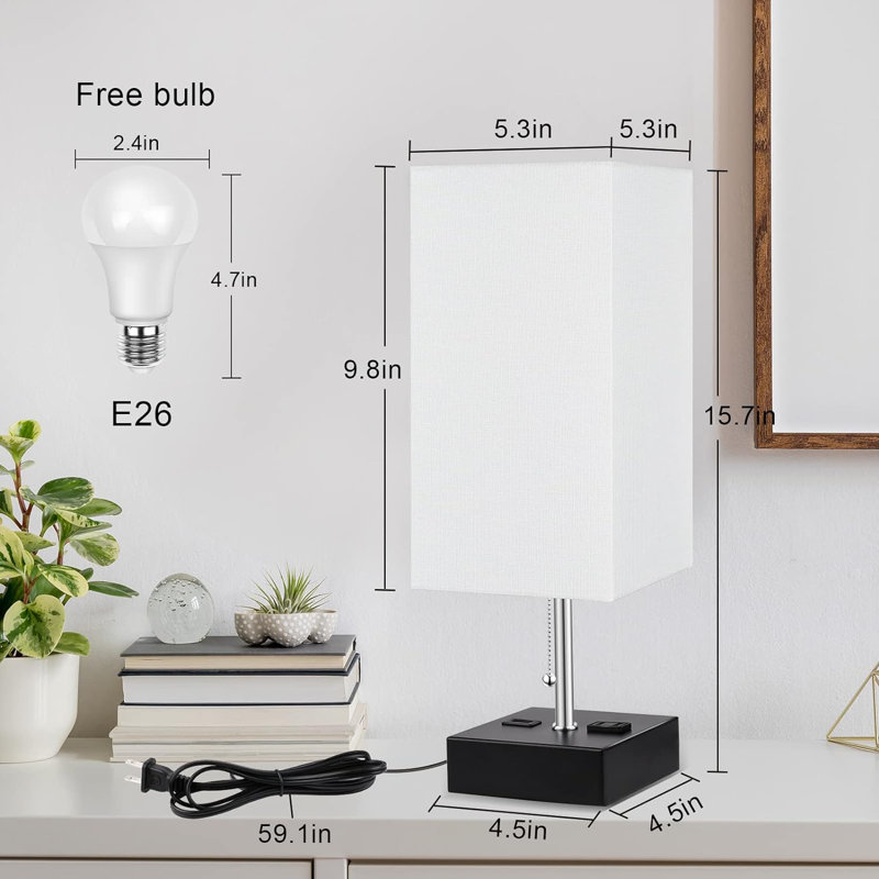 Rithvik Metal USB Table Lamp, White