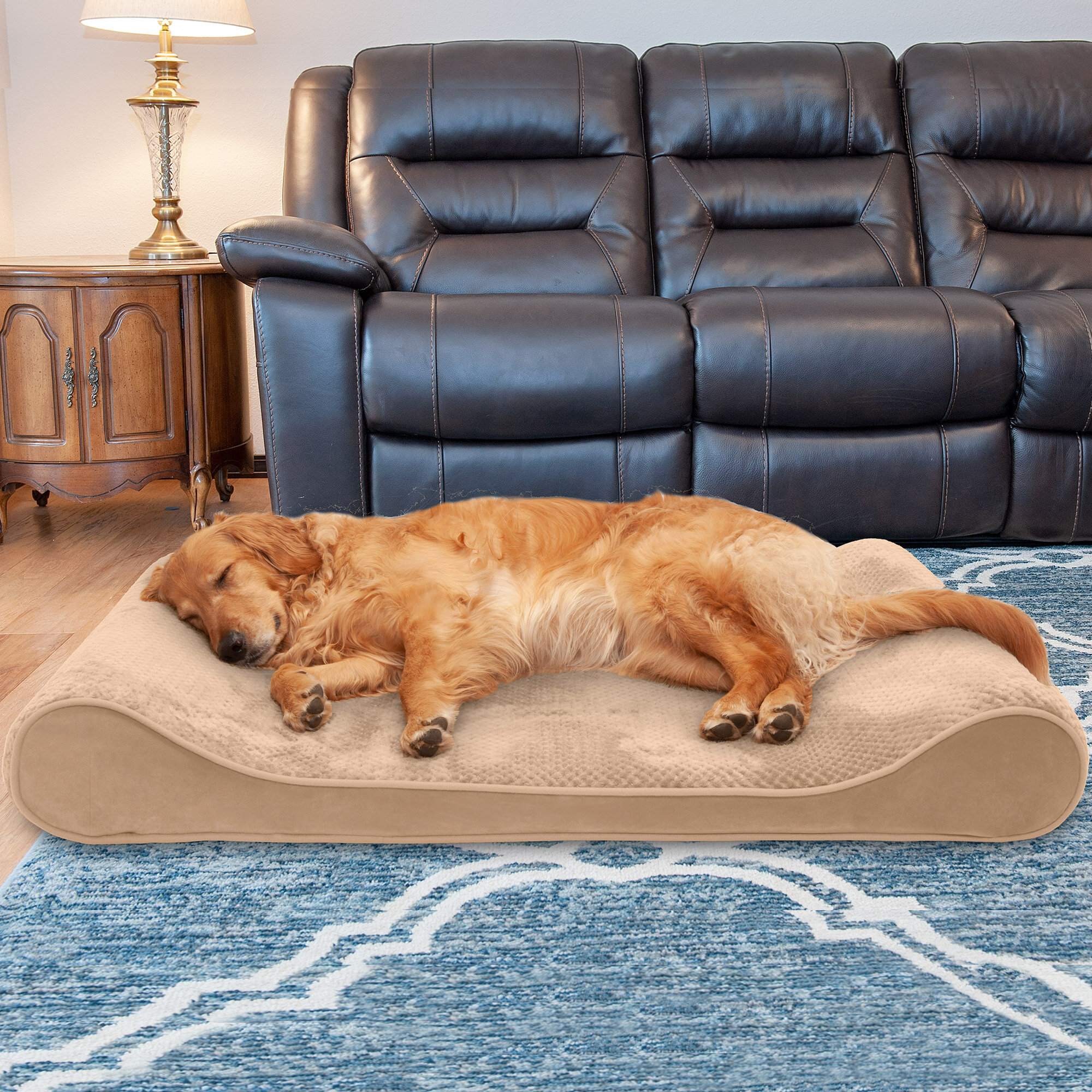 FurHaven Minky Plush Velvet Luxe Lounger Contour Dog Pillow