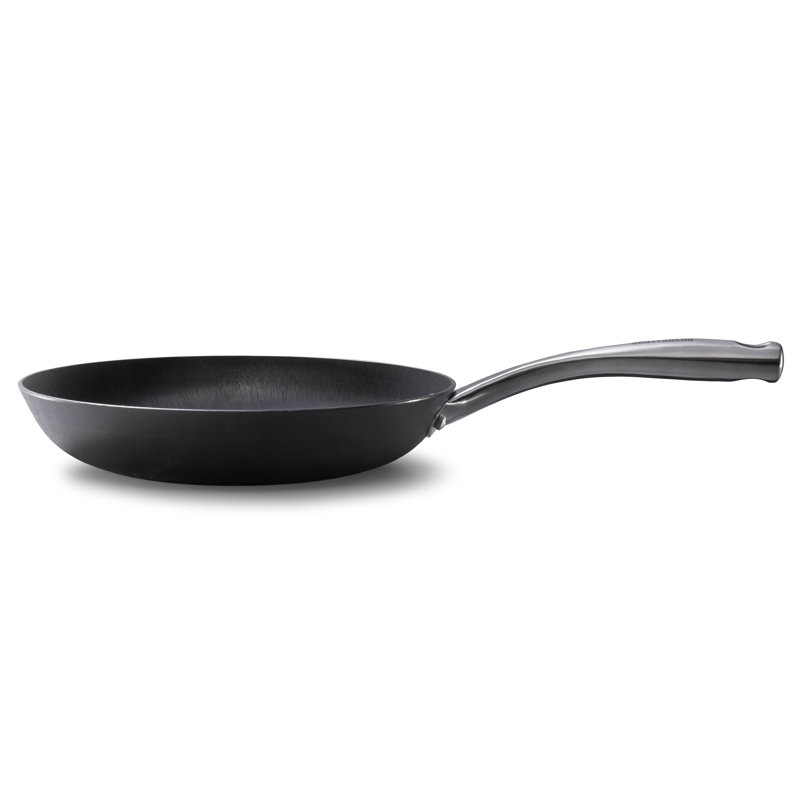 Lightweight Black Cast Iron Frying Pan with Stainless Steel Handle