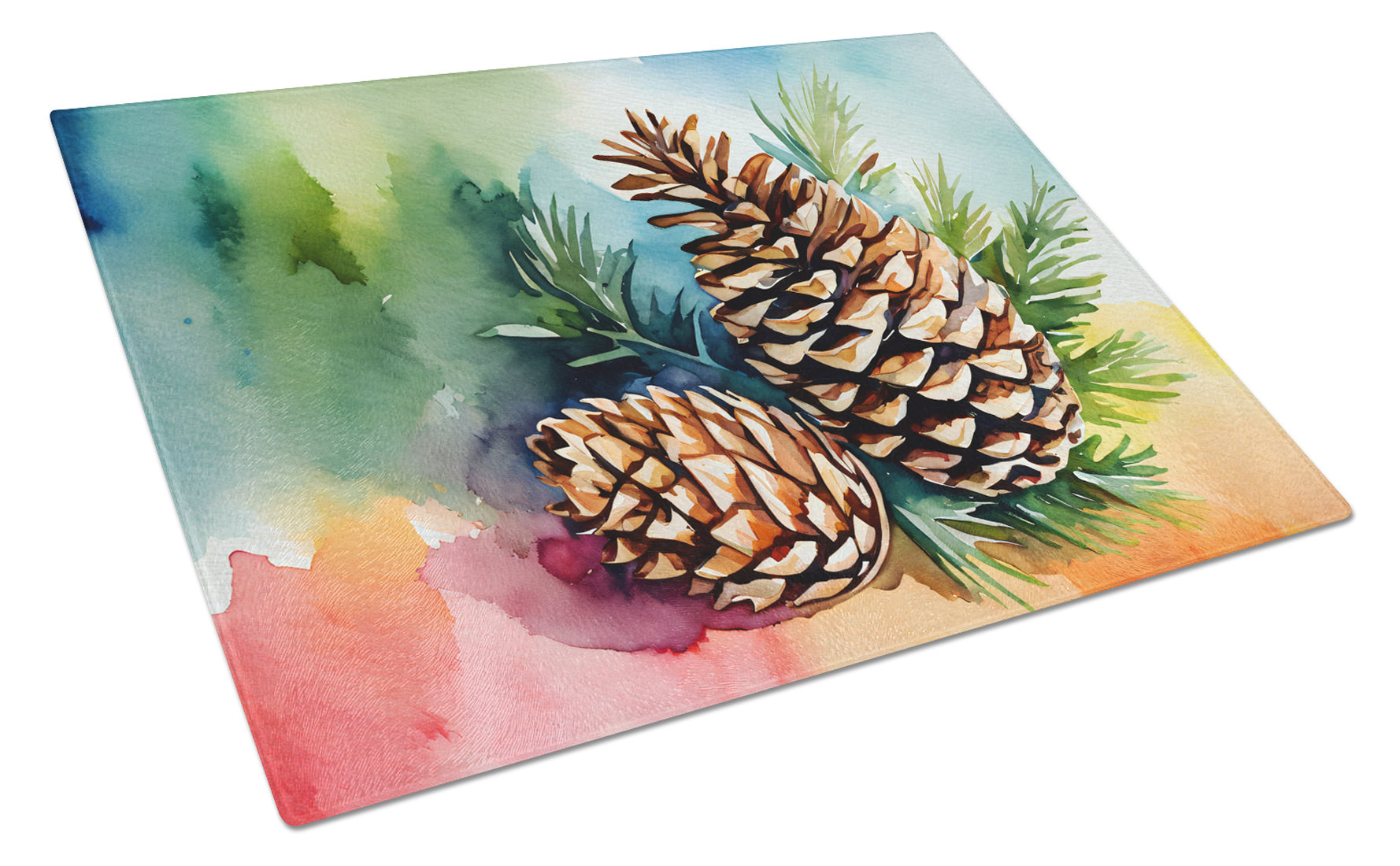 https://assets.wfcdn.com/im/09864336/compr-r85/2577/257716569/maine-white-pine-cone-and-tassels-in-watercolor-glass-cutting-board-large.jpg