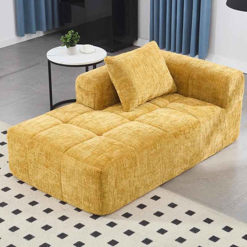 Canapé-lit en chenille pour appartement, tissu froissé et salon spacieux avec canapé modulaire minimaliste avec mousse à rebond rapide améliorée