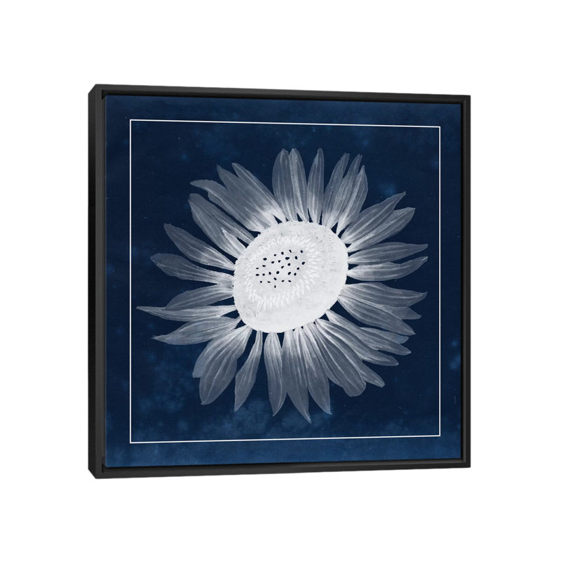 « moon fleur ii », reproduction d’impression sur toile, H 18 po x l 18 po x P 1,5 po, Toile avec cadre flottant noir