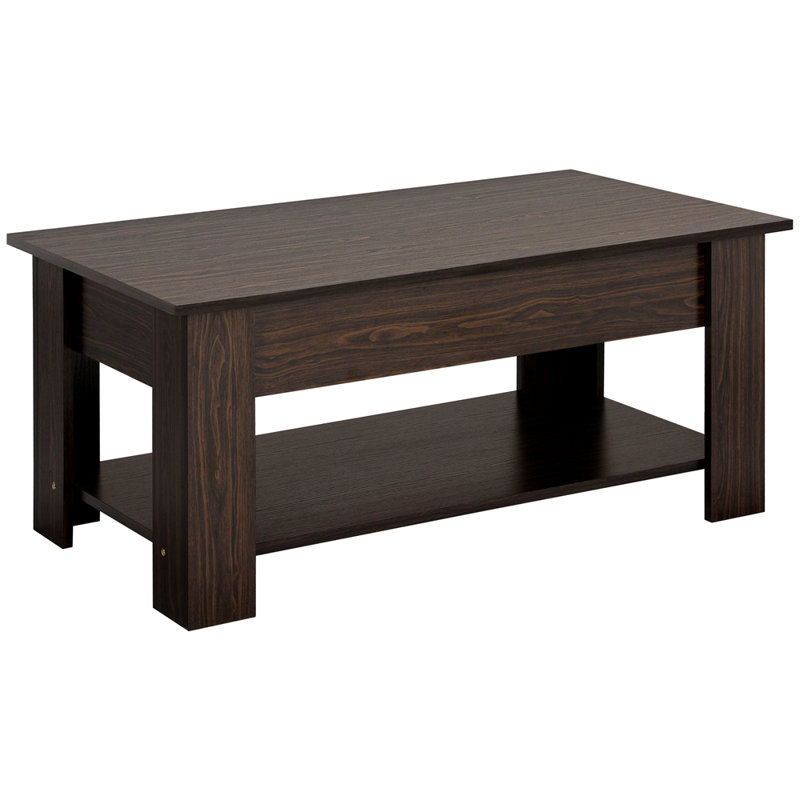 Lift Top Four Leg Coffee Table with Storage, Espresso, 56cm H x 98cm L x 50cm W
