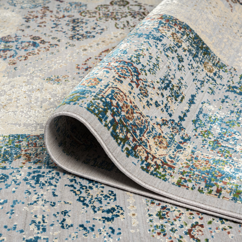 Lydian Oriental Area Rug in Blue, Rectangle 7'11" x 9'10"