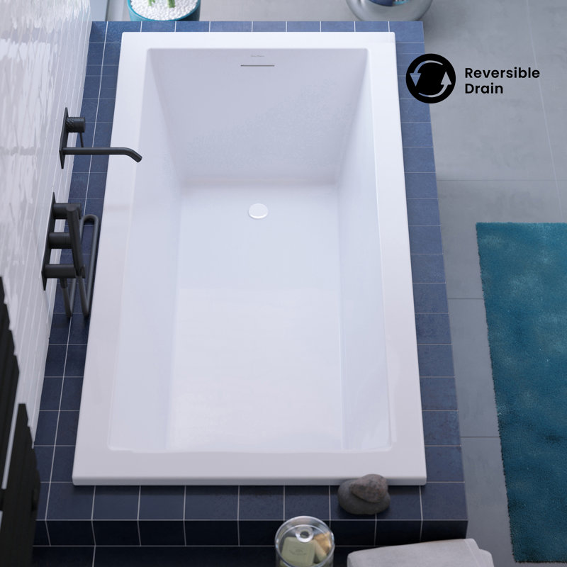 Baignoire de trempage réversible Voltaire 72 X 36 en blanc brillant avec trop-plein intégré, bonde incluse