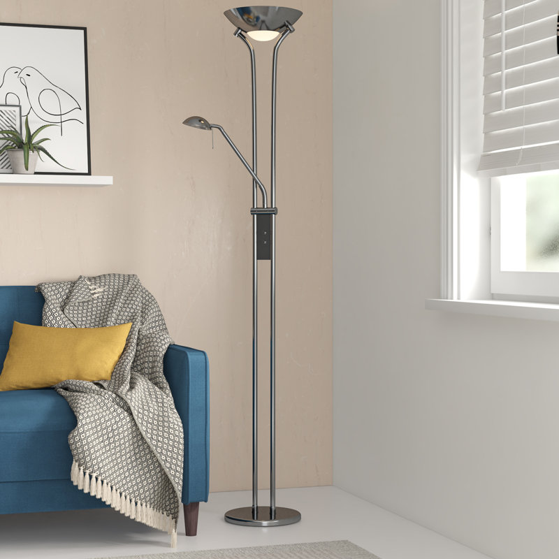 Tracee 183cm Torchiere Floor Lamp, Satin Silver