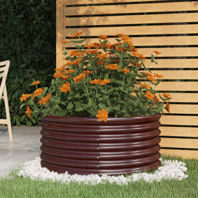  Jardinière en acier brun thermolaqué 31,5 po x 31,5 po x 14,2 po