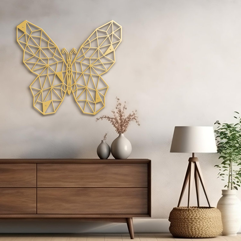 The Butterfly Effect Modern Abstract Wall Accent Sculpture Hanging Decoration Metal Wall Decor, Gold