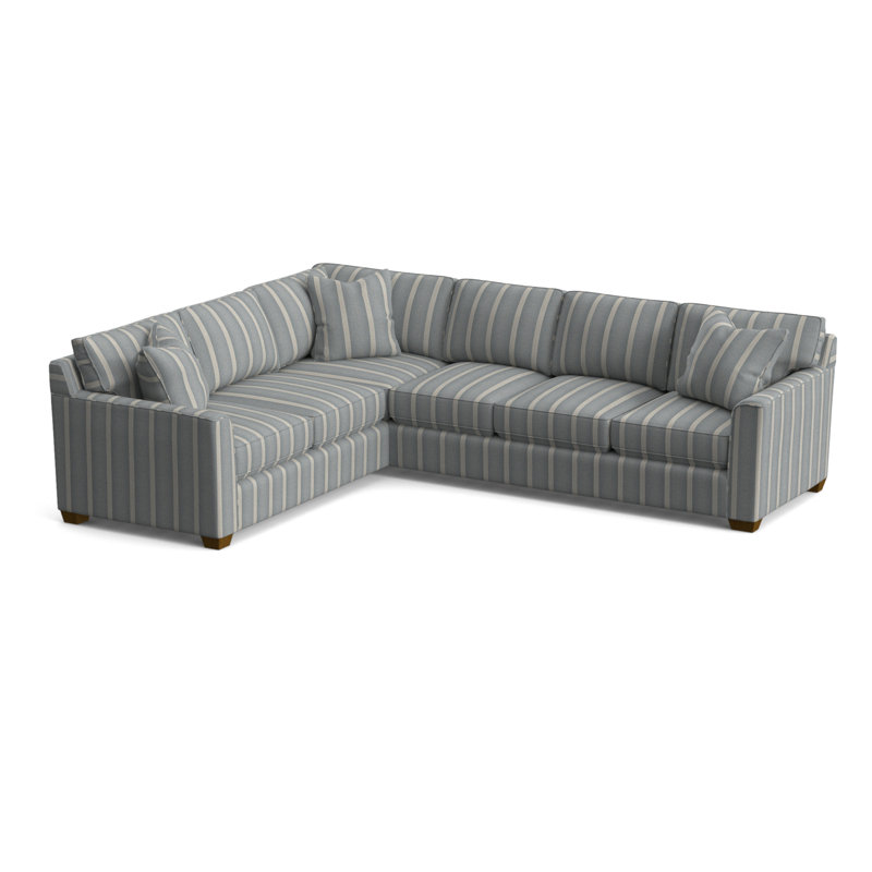 Frye L-Sectional, Havana, Left Hand Facing, Light Blue and White Stripe; 0256-54