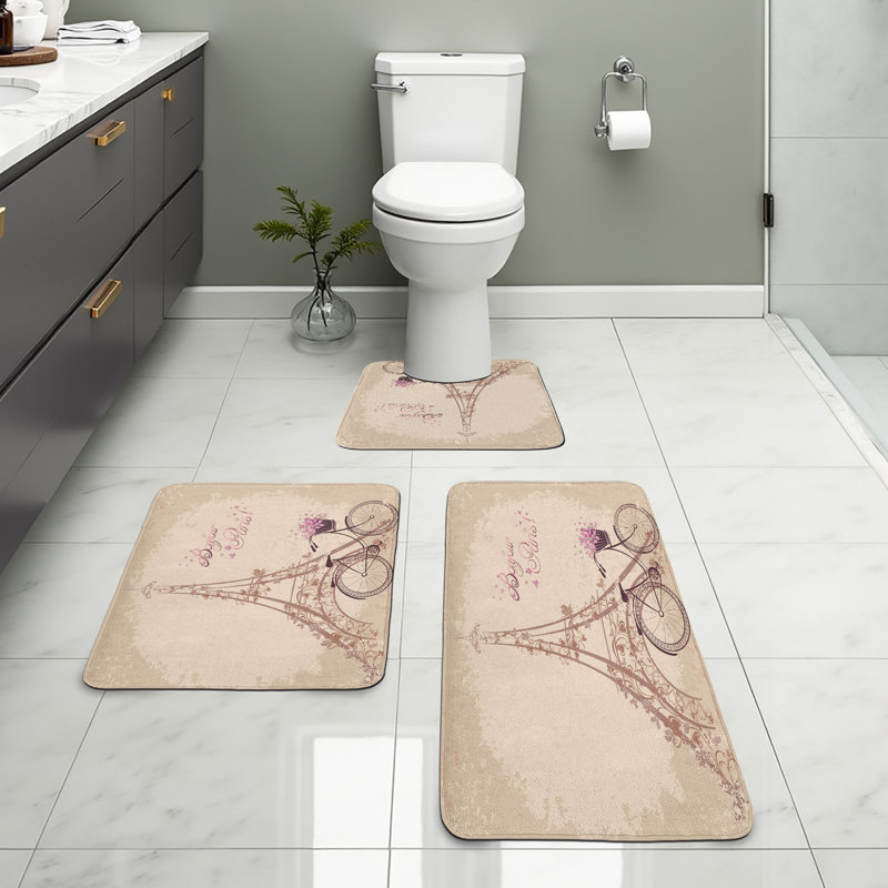  Ensemble de 3 tapis de salle de bain Tour Eiffel Eiffel