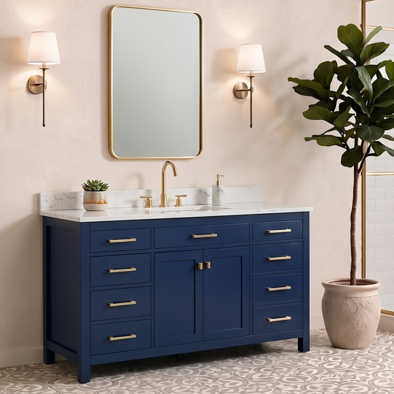 Ensemble de meuble-lavabo simple 60 po Ajhane, Marine