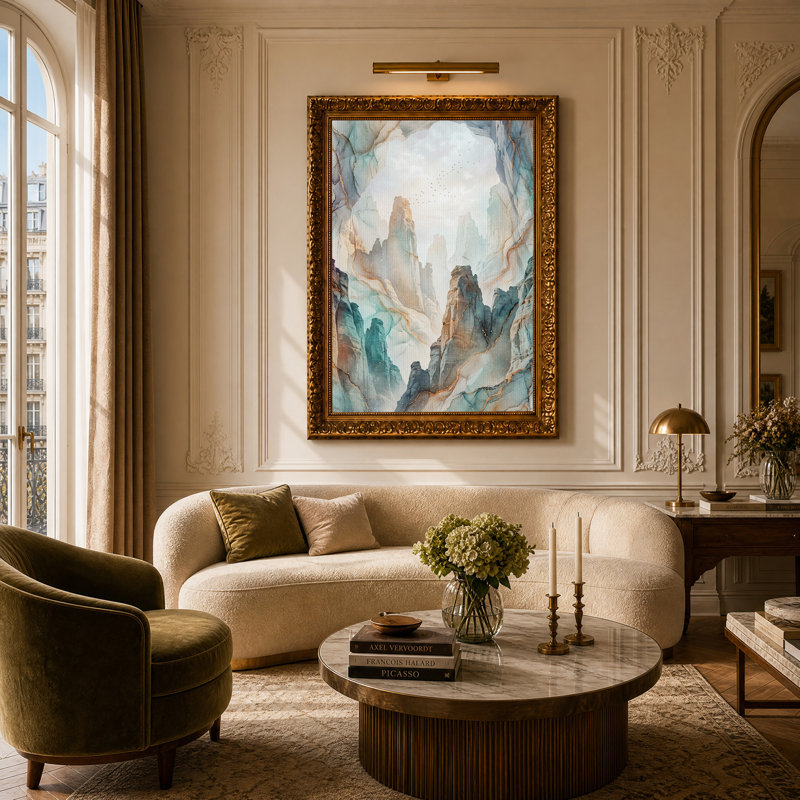 «Blue Marble Rock Spires and Gold Veins», art mural sur toile, H 24 po x l 16 po