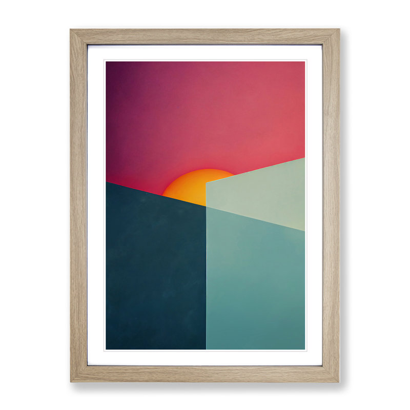 Brilliant Abstract Sunset - Wall Art, 48cm H x 36cm W, Oak Framed, White