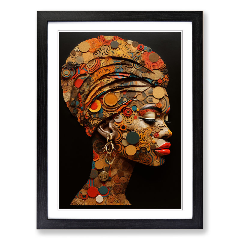 African Woman Neo-Plasticism - Framed Print, Black, 46cm H x 34cm W x 2cm D